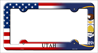 Utah|American Flag Novelty Metal License Plate Frame LPF-483