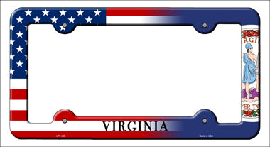 Virginia|American Flag Novelty Metal License Plate Frame LPF-485