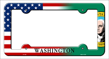 Washington|American Flag Novelty Metal License Plate Frame LPF-486