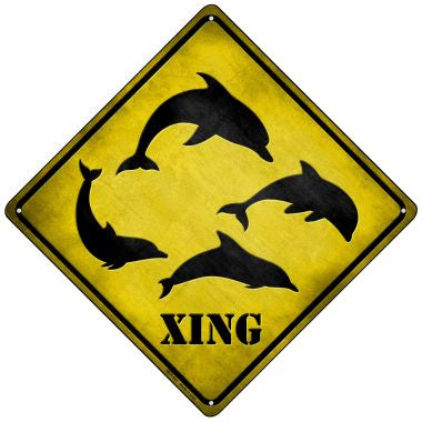 Dolphins Xing Novelty Mini Metal Crossing Sign MCX-041