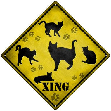 Cats Xing Novelty Mini Metal Crossing Sign MCX-063