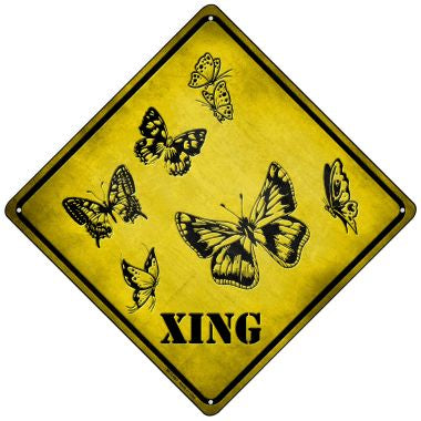 Butterflies Xing Novelty Mini Metal Crossing Sign MCX-067