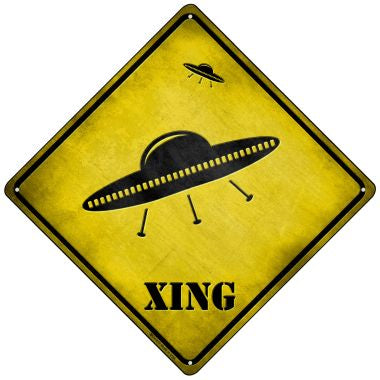 UFO Spaceship Xing Novelty Mini Metal Crossing Sign MCX-070