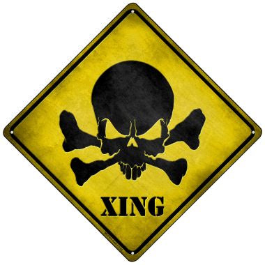 Skull Xing Novelty Mini Metal Crossing Sign MCX-071