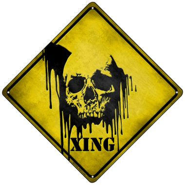 Bleeding Skull Xing Novelty Mini Metal Crossing Sign MCX-076