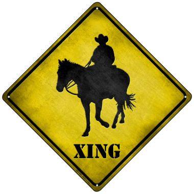 Cowboy Xing Novelty Mini Metal Crossing Sign MCX-080