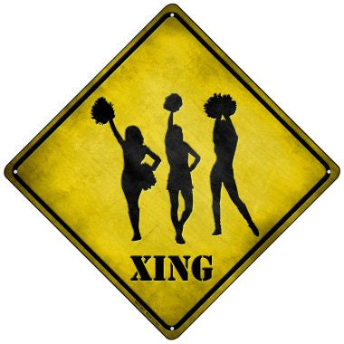 Cheerleaders Xing Novelty Mini Metal Crossing Sign MCX-087
