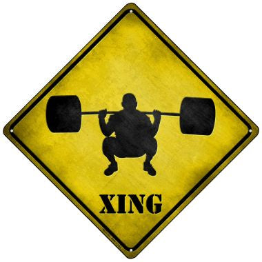 Weight Lifting Xing Novelty Mini Metal Crossing Sign MCX-102