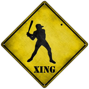 Baseball Xing Novelty Mini Metal Crossing Sign MCX-104