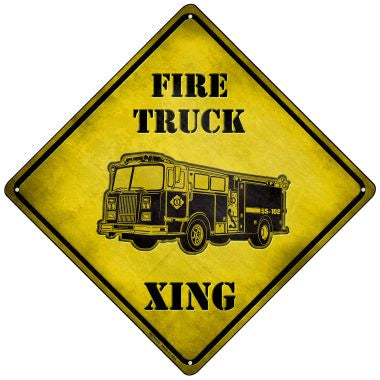 Fire Truck Xing Novelty Mini Metal Crossing Sign MCX-113