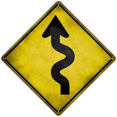 Curved Road Novelty Mini Metal Crossing Sign MCX-118