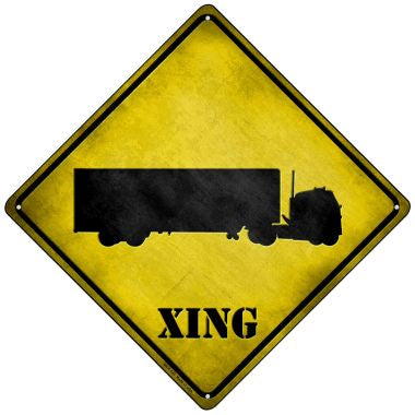 Semi Truck Xing Novelty Mini Metal Crossing Sign MCX-129