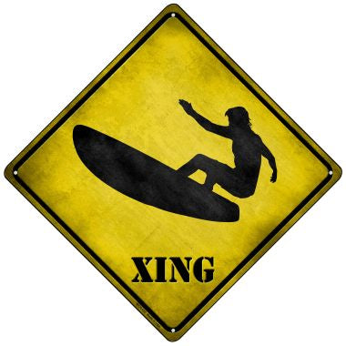 Surfer in Action Xing Novelty Mini Metal Crossing Sign MCX-157