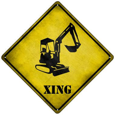 Backhoe Xing Novelty Mini Metal Crossing Sign MCX-164