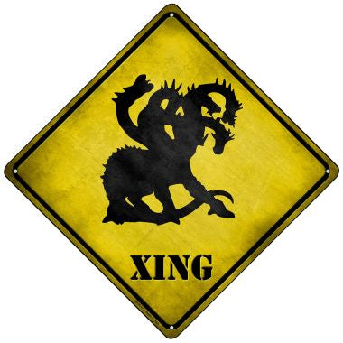 Multi-Headed Dragon Xing Novelty Mini Metal Crossing Sign MCX-171