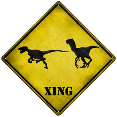 Velociraptors Xing Novelty Mini Metal Crossing Sign MCX-186