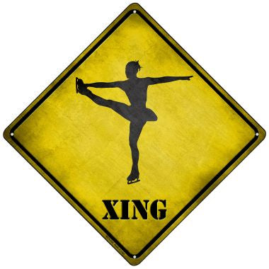 Twirling Figure Skater Xing Novelty Mini Metal Crossing Sign MCX-194