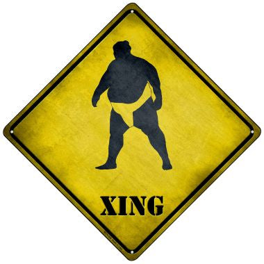 Sumo Wrestler Xing Novelty Mini Metal Crossing Sign MCX-199