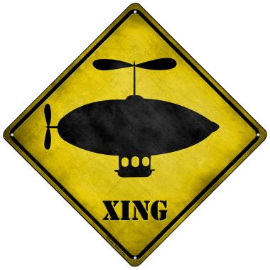 Cartoon Dirigible Xing Novelty Mini Metal Crossing Sign MCX-202