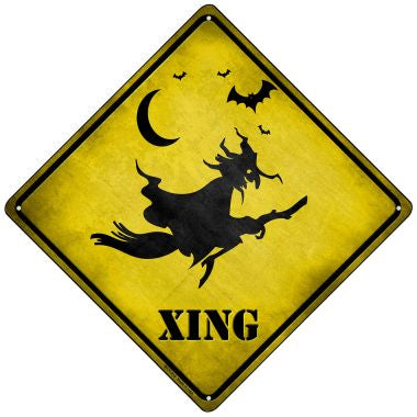 Spooky Witch Xing Novelty Mini Metal Crossing Sign MCX-219