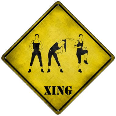 Women Working Out Xing Novelty Mini Metal Crossing Sign MCX-225