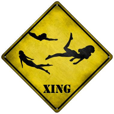 Women Swimming Xing Novelty Mini Metal Crossing Sign MCX-232