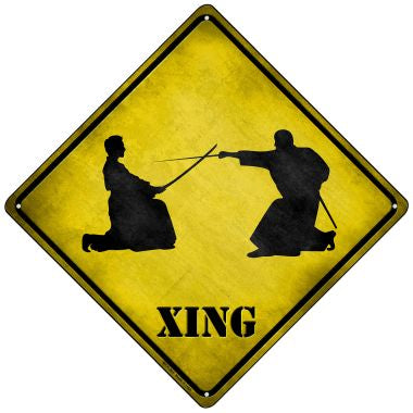 Two Martial Artists Xing Novelty Mini Metal Crossing Sign MCX-261