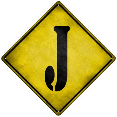 Letter J Xing Novelty Mini Metal Crossing Sign MCX-275