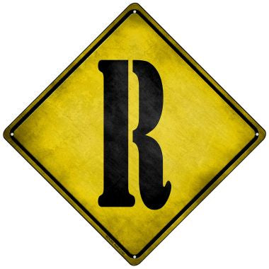 Letter R Xing Novelty Mini Metal Crossing Sign MCX-283