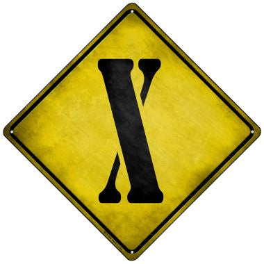 Letter X Xing Novelty Mini Metal Crossing Sign MCX-289