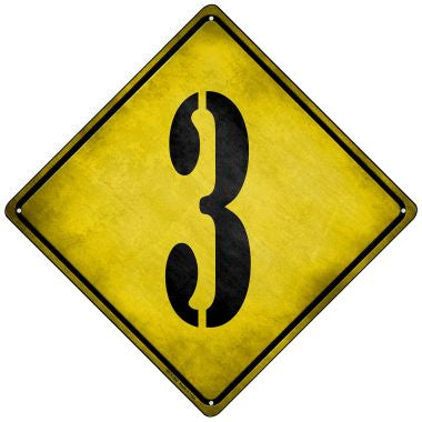 Number 3 Xing Novelty Mini Metal Crossing Sign MCX-300