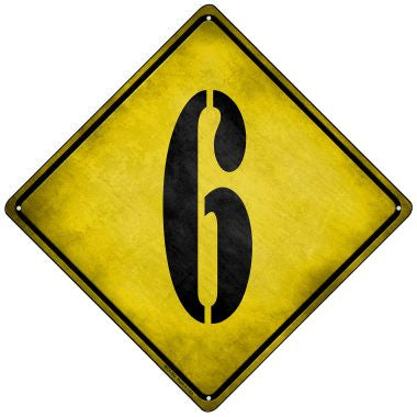 Number 6 Xing Novelty Mini Metal Crossing Sign MCX-303