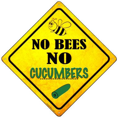 No Bees No Cucumbers Novelty Mini Metal Crossing Sign MCX-346