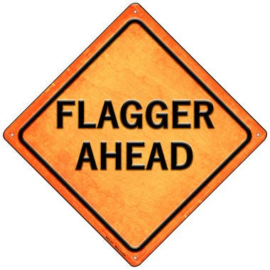 Flagger Ahead Novelty Mini Metal Crossing Sign MCX-377