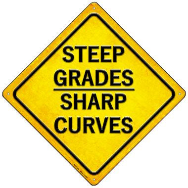 Steep Grades/Sharp Curves Novelty Mini Metal Crossing Sign MCX-388