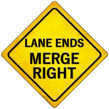 Lane Ends Merge Right Novelty Mini Metal Crossing Sign MCX-392