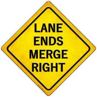 Lane Ends Merge Right Novelty Mini Metal Crossing Sign MCX-400