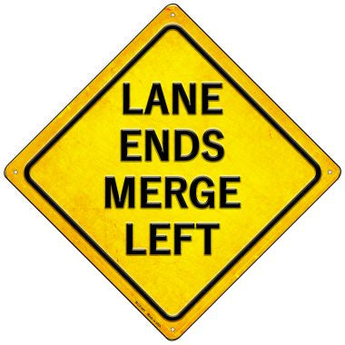 Lane Ends Merge Left Novelty Mini Metal Crossing Sign MCX-401