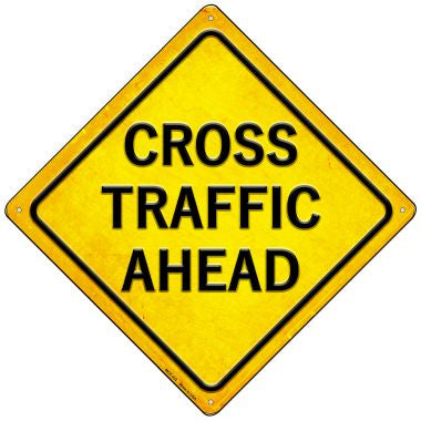 Cross Traffic Ahead Novelty Mini Metal Crossing Sign MCX-432
