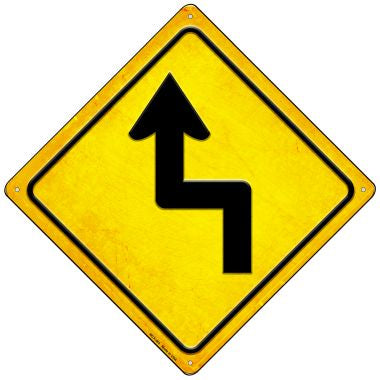 Left Reverse Turn Novelty Mini Metal Crossing Sign MCX-463