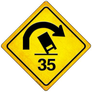 Truck Rollover Warning Novelty Mini Metal Crossing Sign MCX-464