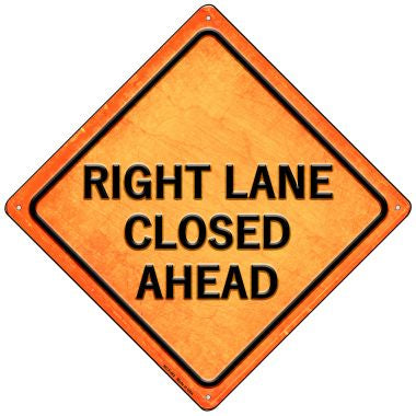 Right Lane Closed Ahead Novelty Mini Metal Crossing Sign MCX-482