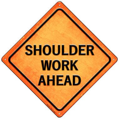 Shoulder Work Ahead Novelty Mini Metal Crossing Sign MCX-487