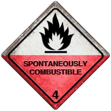 Spontaneously Combustible Novelty Mini Metal Crossing Sign MCX-551