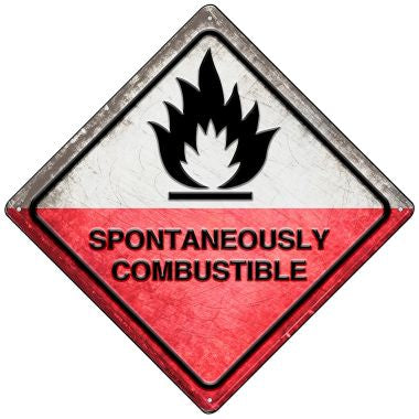 Spontaneously Combustible Novelty Mini Metal Crossing Sign MCX-552