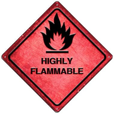 Highly Flammable Novelty Mini Metal Crossing Sign MCX-556