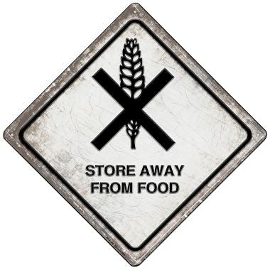 Store Away From Food Novelty Mini Metal Crossing Sign MCX-566