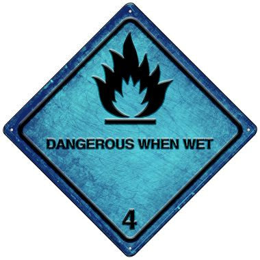 Dangerous When Wet Novelty Mini Metal Crossing Sign MCX-567
