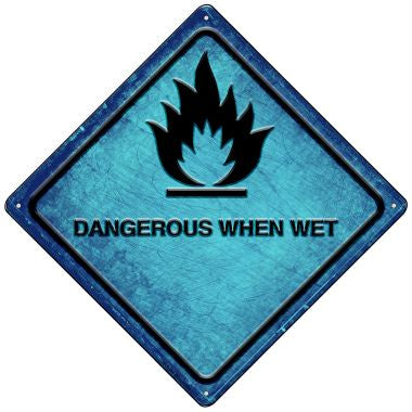 Dangerous When Wet Novelty Mini Metal Crossing Sign MCX-568