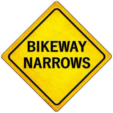 Bikeway Narrows Novelty Mini Metal Crossing Sign MCX-571